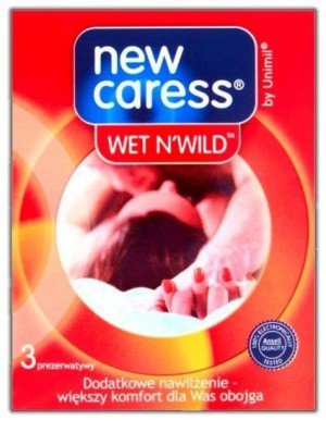 Prezerwatywy NEW CARESS WET N'WILD nawilżane 3szt. Unimil