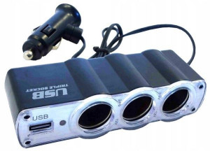 Rozgałęźniacz Potrójny Rozdzielacz Zapalniczki + USB