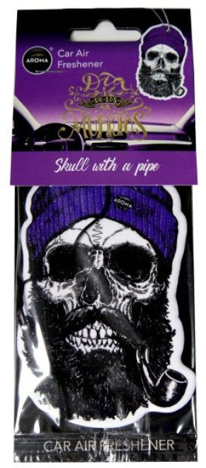 Aroma Car Muertos Skull with a pipe, zawieszka zapachowa, odświeżacz
