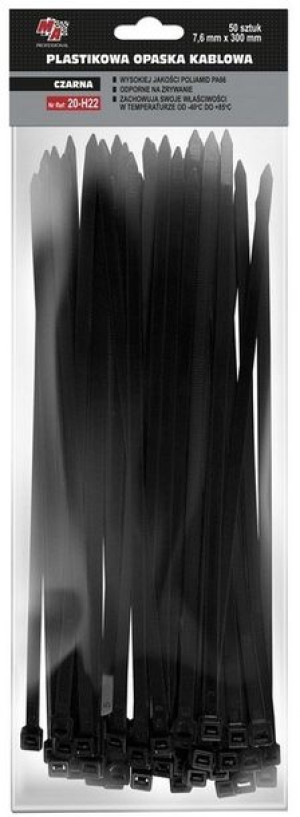 Opaski zaciskowe 7,6 mm x 300 mm MA Professional 50 szt. czarne