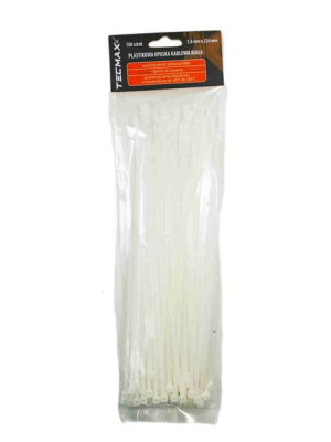 Opaska kablowa, zaciskowa biała 3,6 X 250 mm 100 szt. TECMAXX