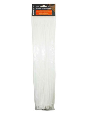 Opaska kablowa, zaciskowa biała 3,6 X 370 mm 100 szt. TECMAXX