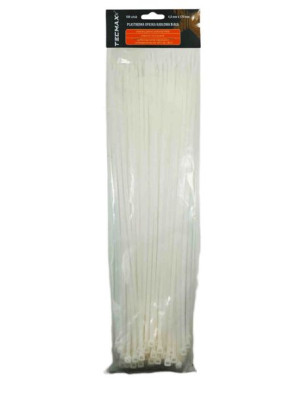 Opaska kablowa, zaciskowa biała 4,8 X 430 mm 100 szt. TECMAXX