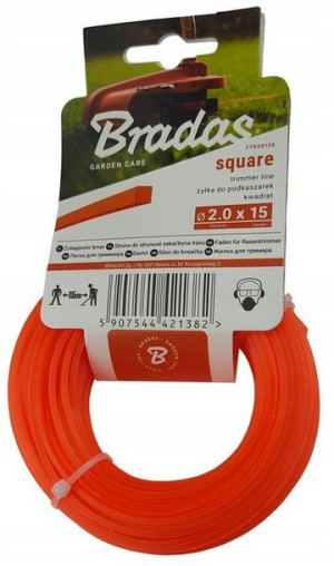 Żyłka tnąca do podkaszarki, kosy 2,0 mm x 15 m kwadratowa Bradas