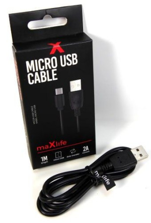 Kabel Micro USB 2A Ładowanie, Transfer 1m Czarny