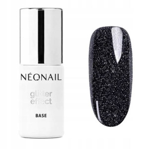 Neonail Lakier Hybrydowy Glitter Base Black Shine