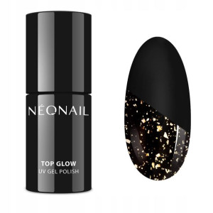 Neonail Lakier Hybrdowy Top Glow Gold Flakes