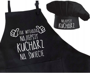 Zestaw Kuchenny Fartuch + Czapka Dla Kucharza Z Nadrukiem Prezent