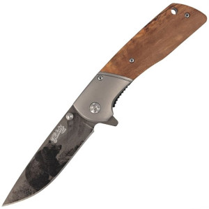 Nóż myśliwski Herbertz Solingen motyw 3D Niedźwiedź Olive Wood, Titanium Co