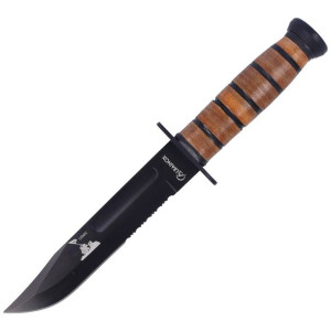 Nóż Martinez Albainox USMC Tactical Ka-Bar style Leather, Black Blade (3176