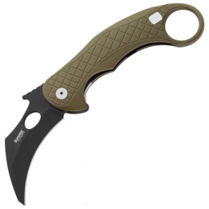 Nóż LionSteel L.E.One Karambit Green Aluminium, Chemical Black MagnaCut by