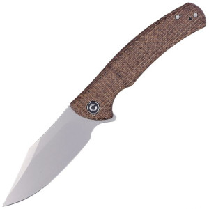 Nóż Civivi Sinisys Brown Burlap Micarta, Silver Bead Blasted 14C28N (C20039