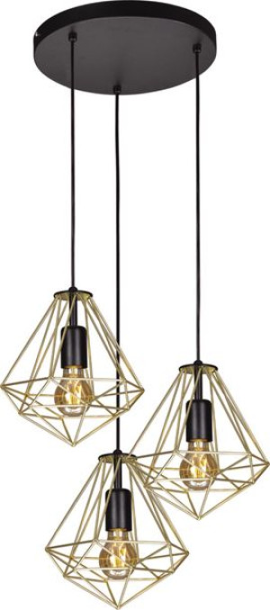 Lampa wisząca czarno-złota diament metal E27 Kaja  K-4813
