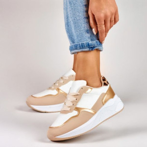 Biało-złote sneakersy damskie