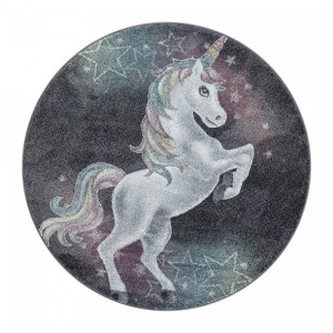 Dywan dziecięcy JEDNOROŻEC UNICORN Szary koło FANY