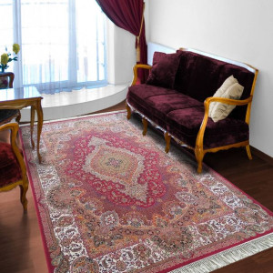 Dywan jedwabny klasyczny do salonu KONARI Czerwony 03 PERS