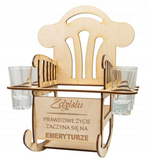 Fotel Bujany Z Grawerem Na Alkohol + Kieliszki Prezent Urodziny Emerytura