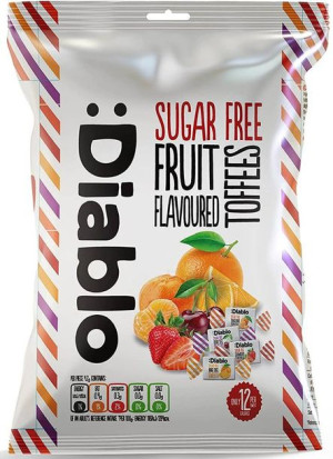 Cukierki owocowe miękkie Bez Cukru 75 g :Diablo Fruit Flavoured Toffees Sug