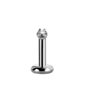 SS316L labret internal 1,2x6 cyrkonia WH 2mm