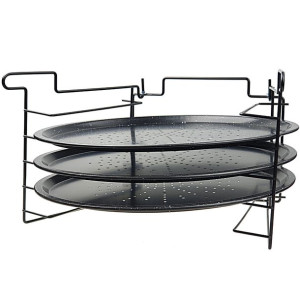 Zestaw 3 Blach Do Pieczenia Pizzy 33 Cm + Stojak Taca 1042