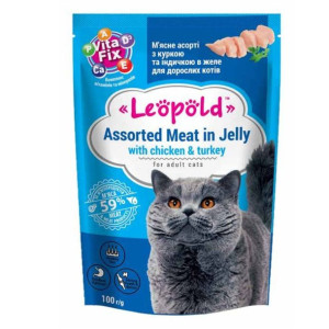 Leopold kurczak z indykiem w galaretce dla kotów 100g
