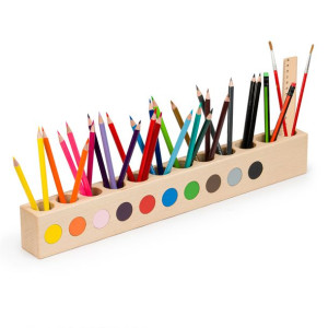 Organizer na kredki 10 kolorów i 2 miejsca na przybory szkolne Montessori