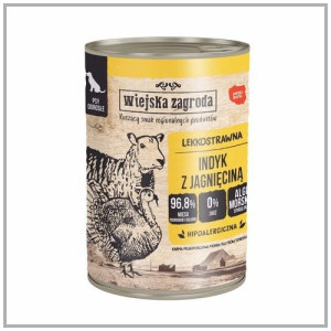 Wiejska Zagroda Indyk z jagnięciną 400g. Pies.