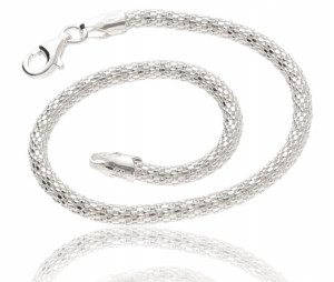 Bransoletka siatka tuba wąż 3 mm srebro 925 19cm