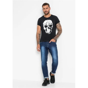 Czarny Tshirt Z Nadrukiem Czaszka 60-62 904436