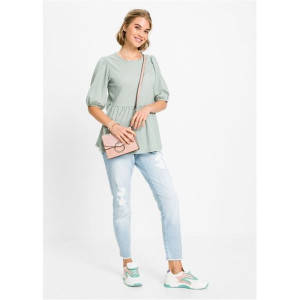 Taliowana Luźna Bluzka Bufiaste Rękawy 40-42 958106