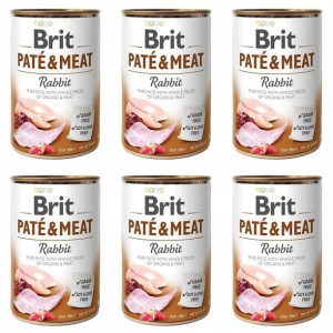 Brit Pate & Meat Dog Rabbit puszki 6 x 400 g