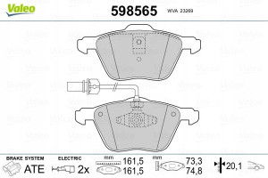 VALEO 598565 Zestaw klocków hamulcowych, hamulce t