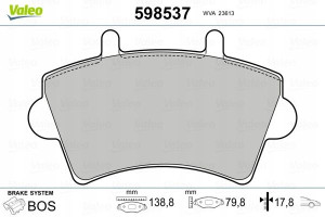 VALEO 598537 Zestaw klocków hamulcowych, hamulce t