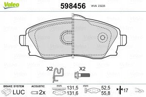 VALEO 598456 Zestaw klocków hamulcowych, hamulce t