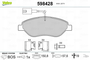 VALEO 598428 Zestaw klocków hamulcowych, hamulce t