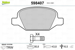 VALEO 598407 Zestaw klocków hamulcowych, hamulce t