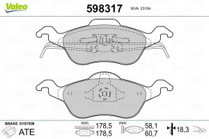 VALEO 598317 Zestaw klocków hamulcowych, hamulce t