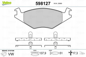 VALEO 598127 Zestaw klocków hamulcowych, hamulce t