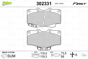 VALEO 302331 Zestaw klocków hamulcowych, hamulce t