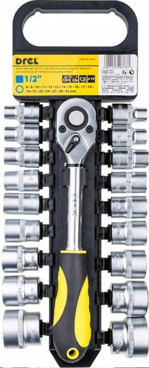 Zestaw nasadek z grzechotką 1/2", 19 szt