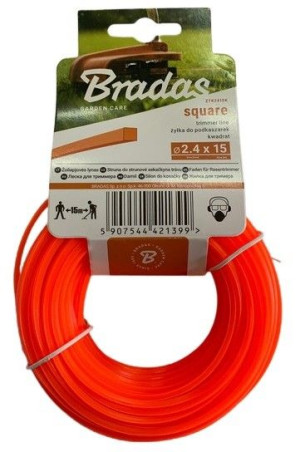 Żyłka do kos spalinowych i elektrycznych 2,4 mm x 15 m, kwadrat Bradas