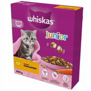 Whiskas Junior Karma Sucha Kurczak 800g