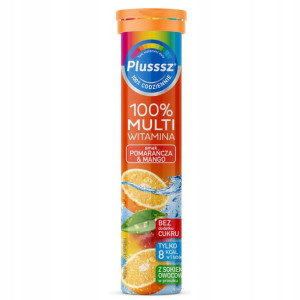 PLUSSSZ 100% Multiwitamina Pomarańcza Mango 20 tab