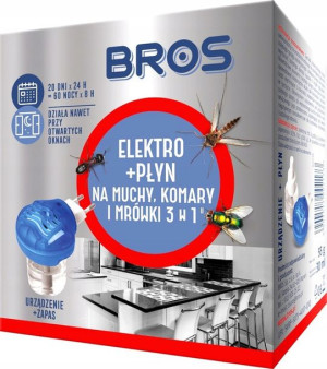 Bros Elektro Na Muchy Komary Mrówki + Płyn 3w1