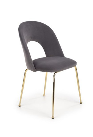 Krzesło Tapicerowane K385 Velvet Popiel Złoty