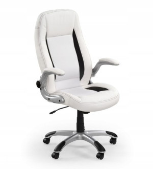 Fotel Obrotowy Saturn Eco Skóra Biały Czarny