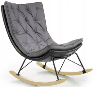 Fotel Bujany Indigo Tkanina Eco Skóra Popiel