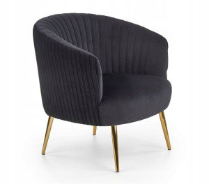 Fotel Wypoczynkowy Crown Tkanina Velvet Czarny