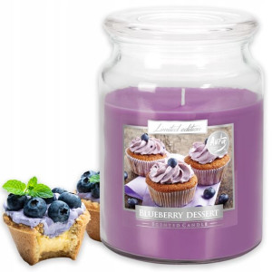 BISPOL Świeca w szkle DUŻA BLUEBERRY DESSERT 100h
