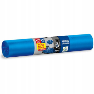Worki na śmieci SUPERMOCNE niebieskie 120L 25szt